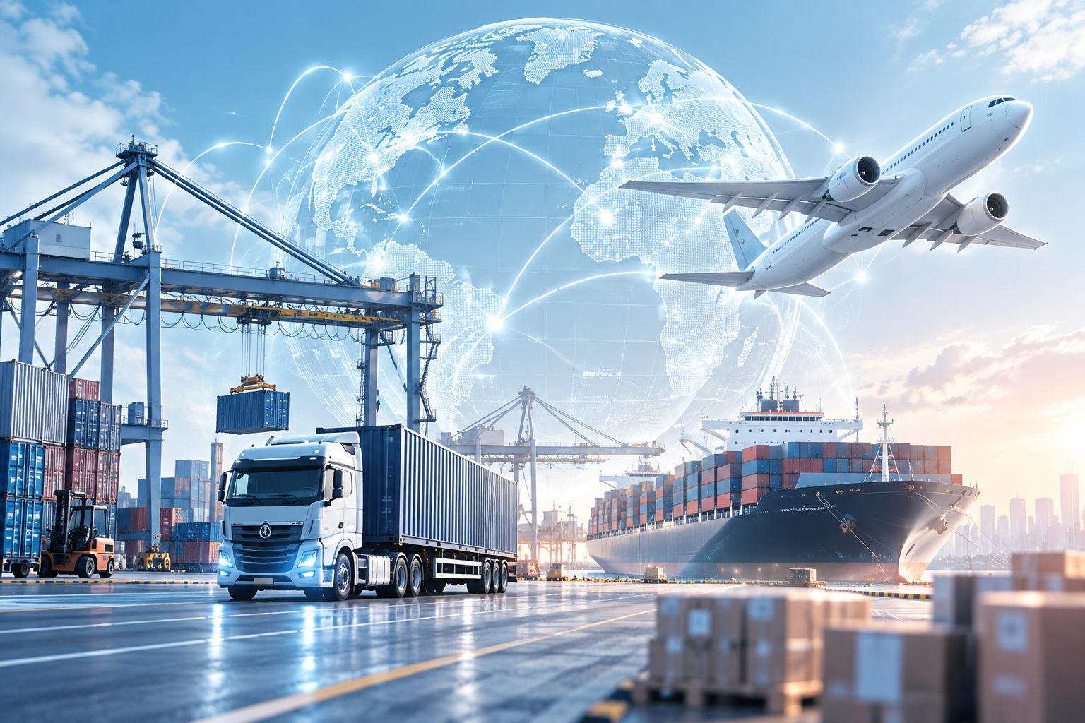 Forklift operations in a distribution warehouse
