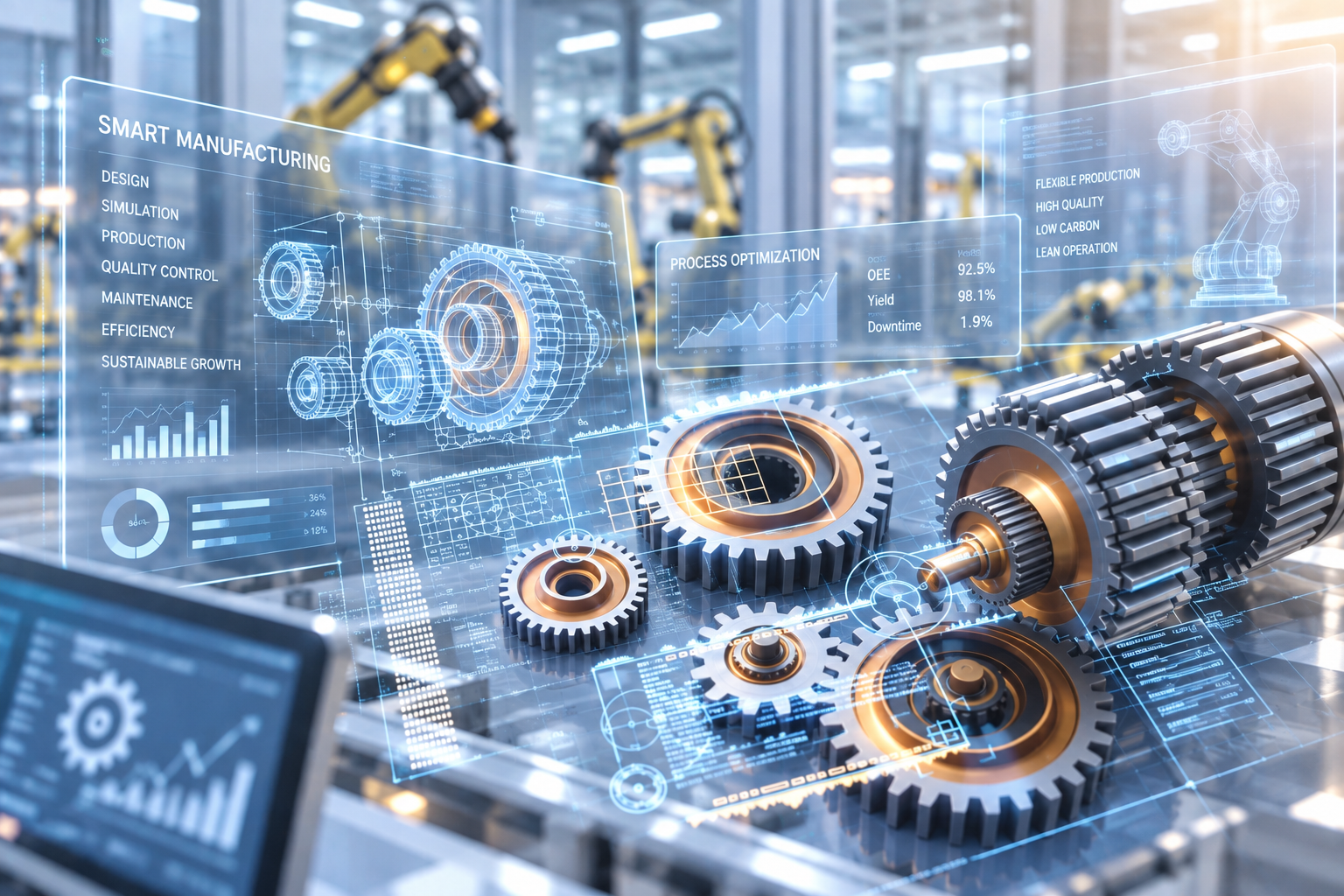 Machinery and workers on a manufacturing production line